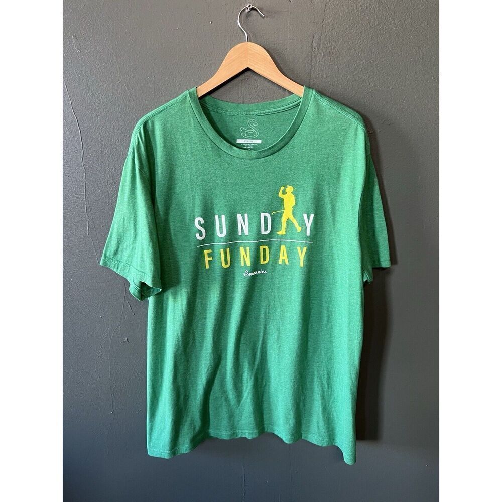 Swannies Golf Mens Green Short Sleeve Sunday Funday Graphic Shirt Size 2XL